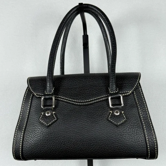 Dooney and Bourke Black Pebbled Leather Satchel with Key Lock and Duck Charm - Picture 2 of 12